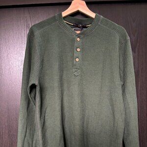Vintage 1946 Men’s Green Ribbed Henley Long Sleeve Shirt Size L NWT